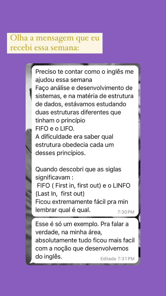 Print: o inglês facilitou o trabalho em análise e desenvolvimento de sistemas